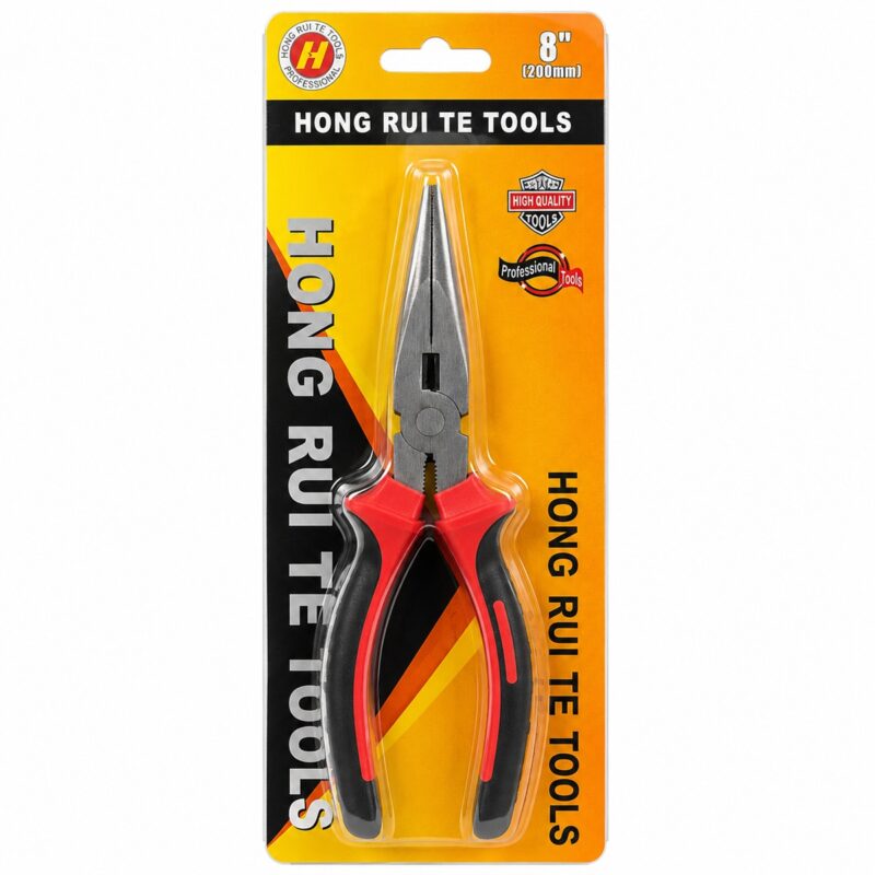 8-inch 200mm long nose pliers in retail blister