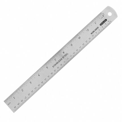 Bazic 12-inch stainless steel ruler with non-skid back