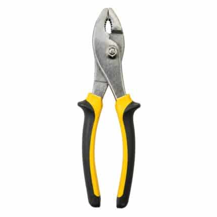 Adjustable slip joint pliers with yellow and black comfort grip handles