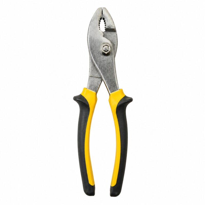Adjustable slip joint pliers with yellow and black comfort grip handles